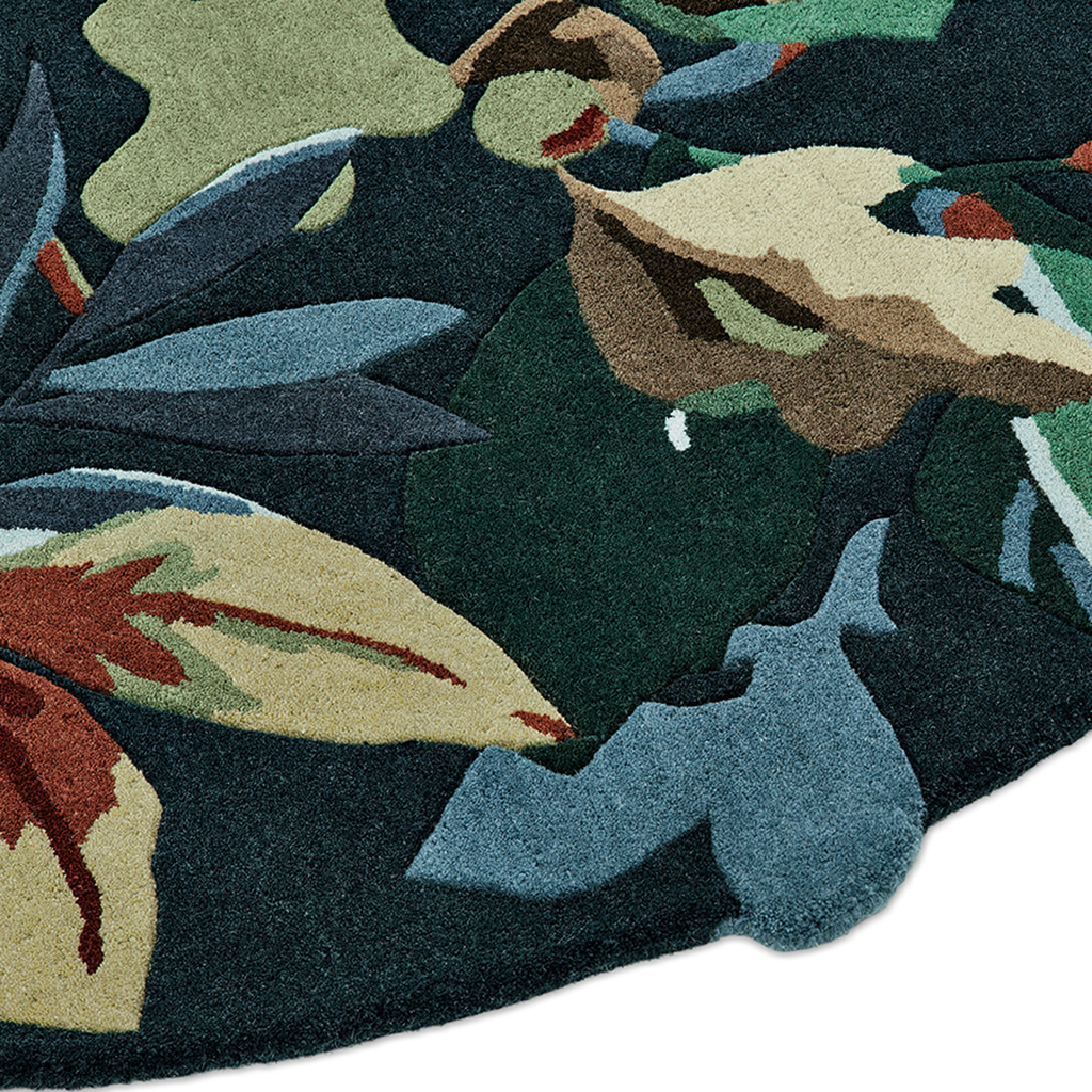 Forest Green / Blue Round Rug | Size: Ø 200 cm