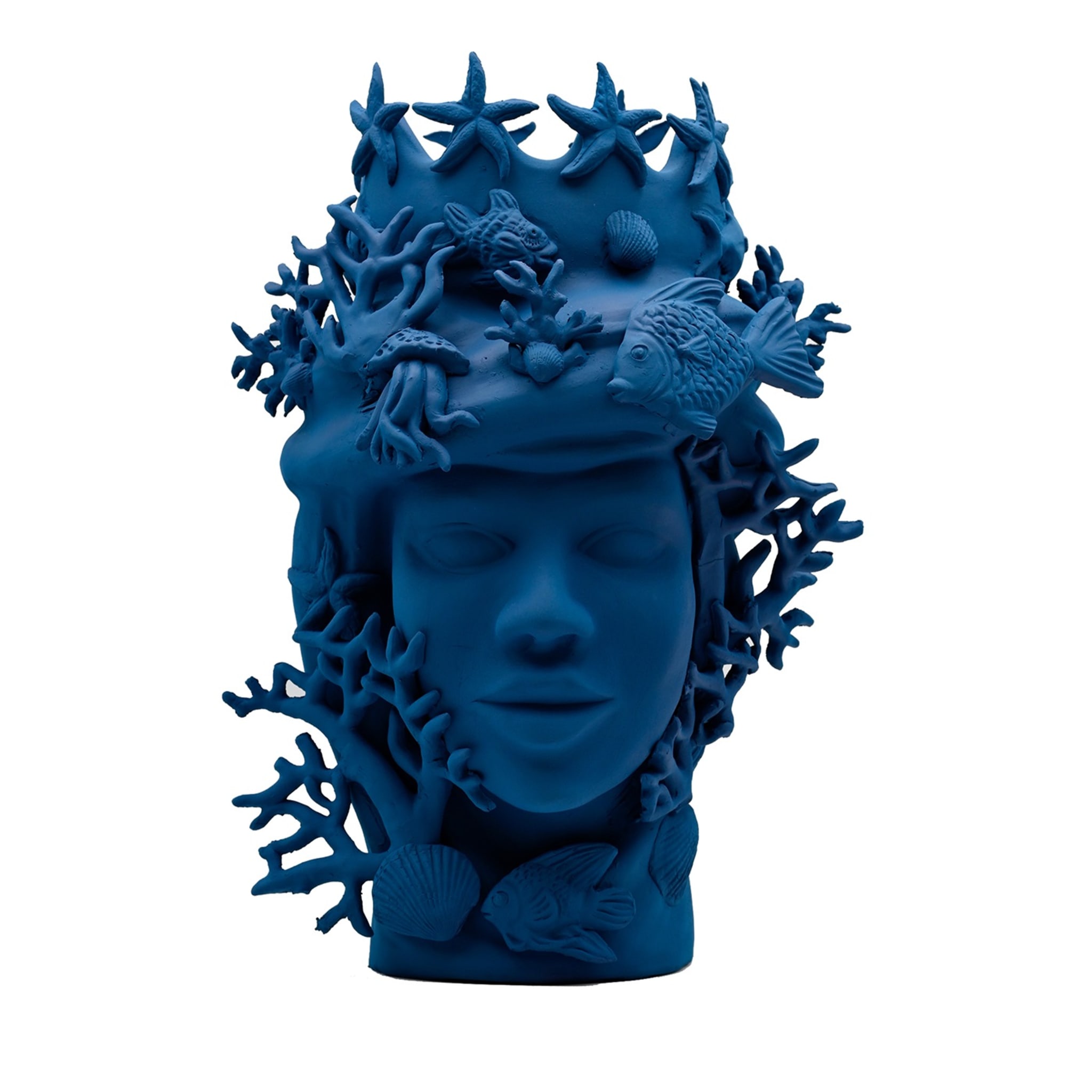 Royal Blue Handcrafted Moor's Head Sculpture