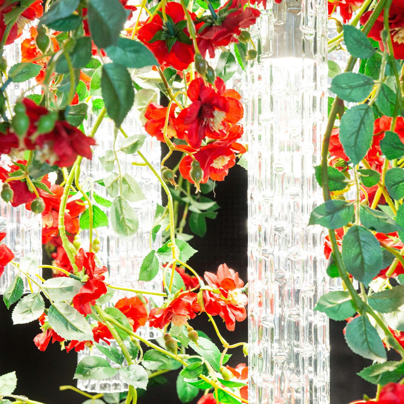 Red Roses Square Italian Chandelier