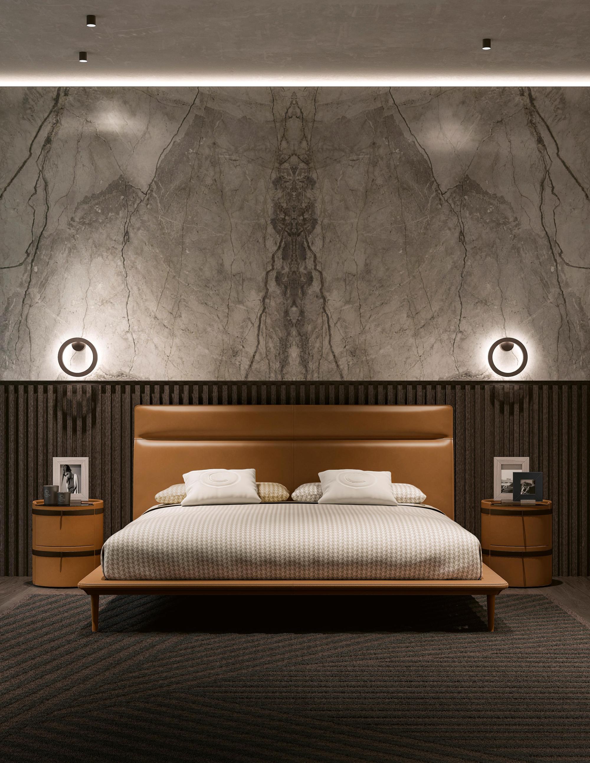 Chic Modern Leather Bed | Mattress Size: 180 x 200 cm