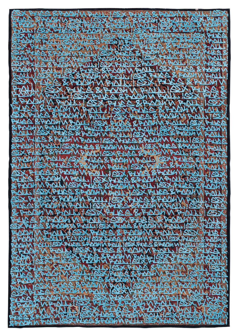 Hand-woven Blue Wool & Silk Luxury Rug ☞ Size: 300 x 400 cm
