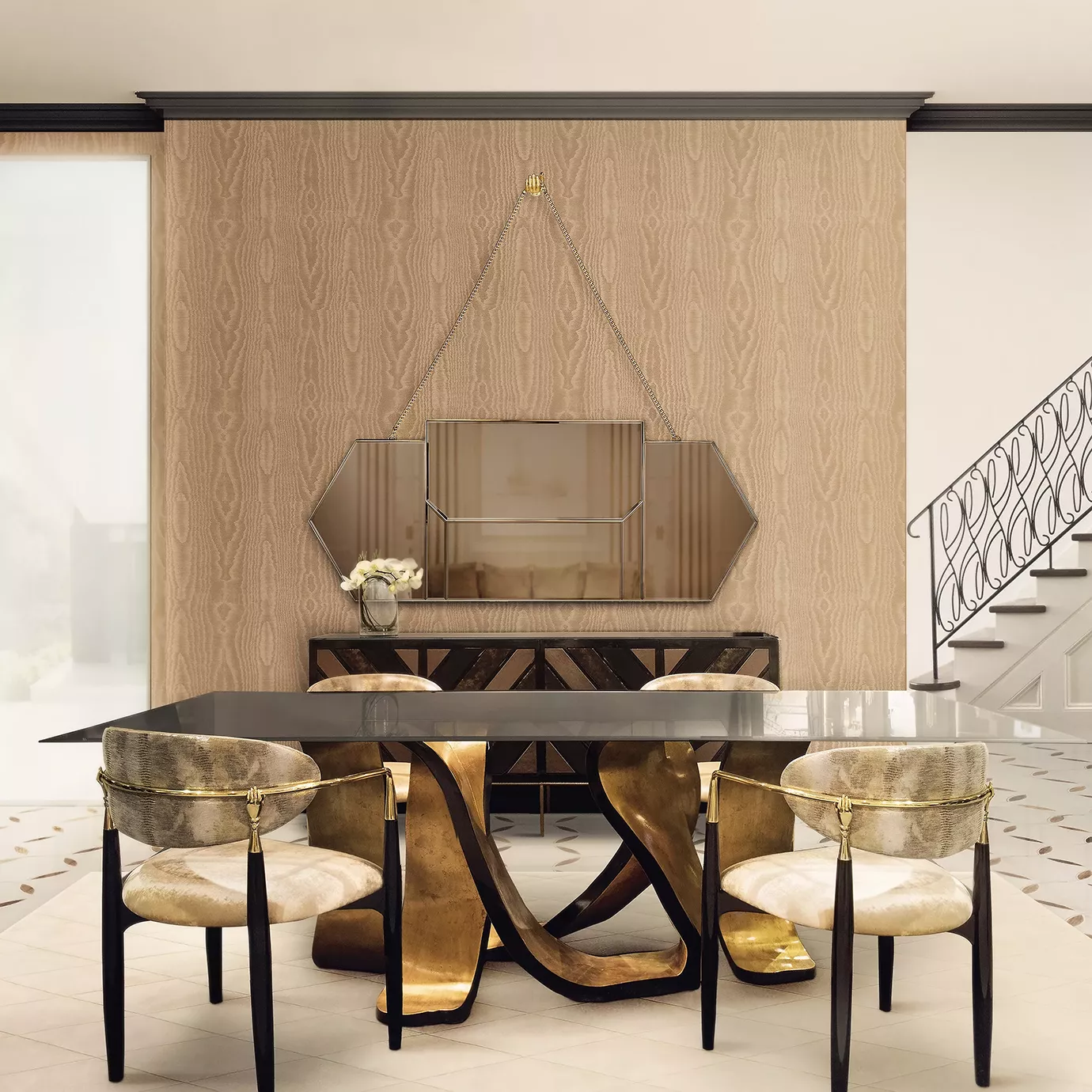 Ribbon Gold Leaf Table