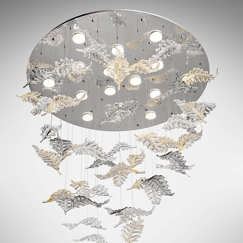 Murano Leaf Stainless Steel Chandelier