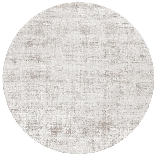 Handwoven Off-White Round Silk Rug
