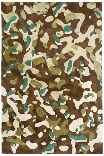 Camouflage Macro Brown Wool Rug