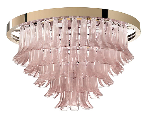 Pink Glass Leaf Chandelier