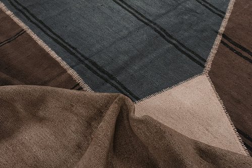 Patchwork Hemp Brown / Grey Flatwoven Rug