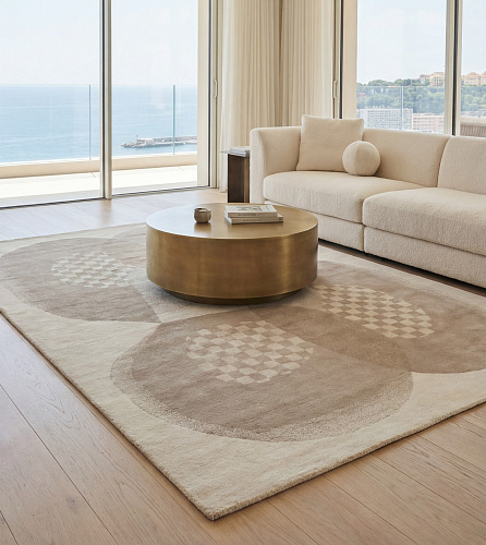Soft Orbits Taupe Handwoven Rug
