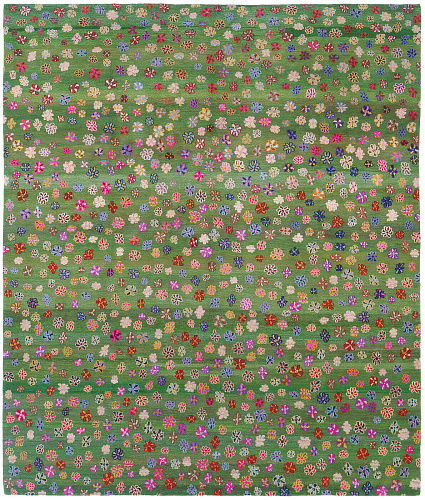 Flowers Green Hand-woven Luxury Rug