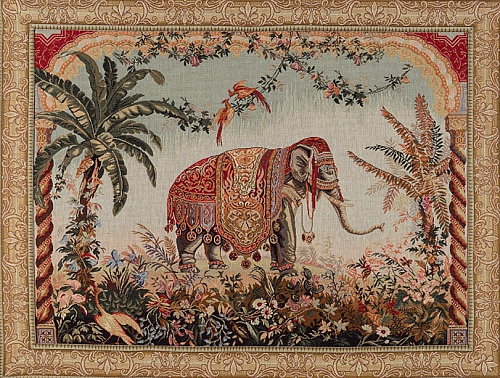 Elephant Woven Tapestry with Border