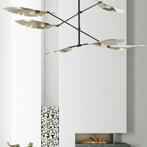 Leaf Soft Gold & Black Marble Chandelier
