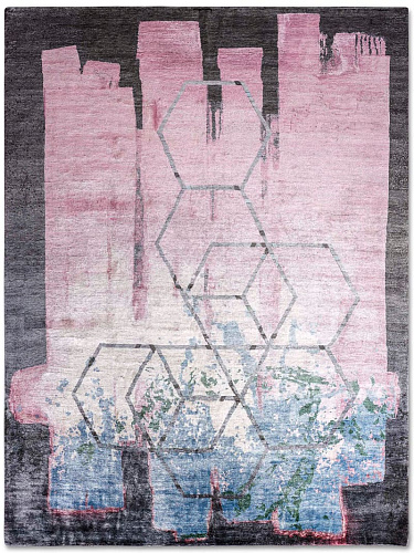 Hexagon Pink Hand-Woven Exquisite Rug