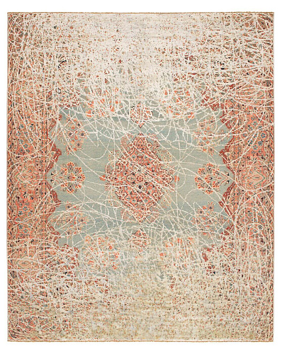 Red Hand-Knotted Wool / Silk Luxury Rug