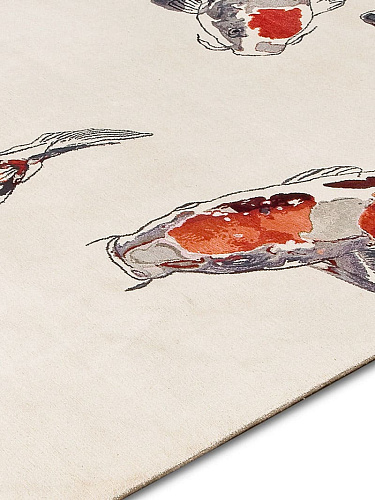 Fish Original on White Luxury Hand-Woven Rug