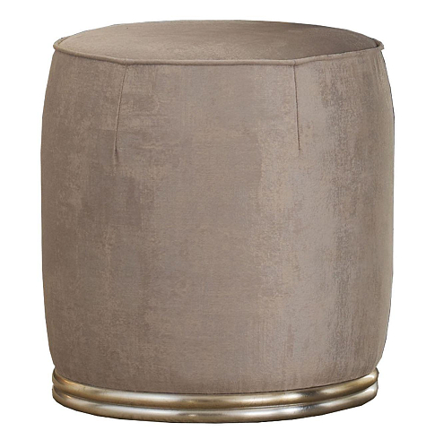 Taupe Italian Pouf with Wooden Base