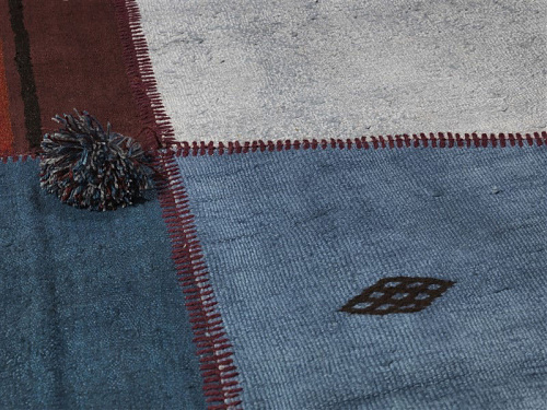 Patchwork Hemp Blue / Brown Flatwoven Rug
