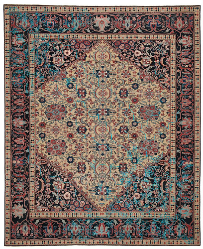 Multicolored Hand-woven Wool / Silk Luxury Rug