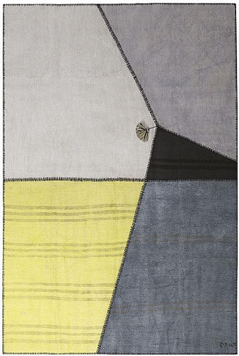 Patchwork Hemp Grey / Yellow Flatwoven Rug