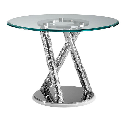 Sculptural-Leg Round Glass Dining Table