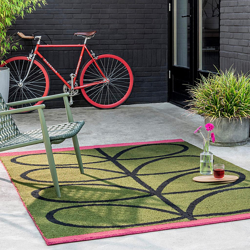 Linear Branch Olive Outdoor Rug