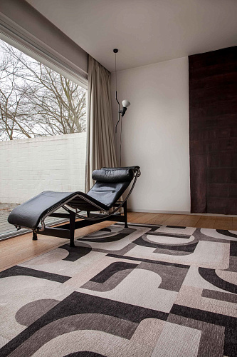 Geometric Beige & Grey Flatwoven Belgian Rug