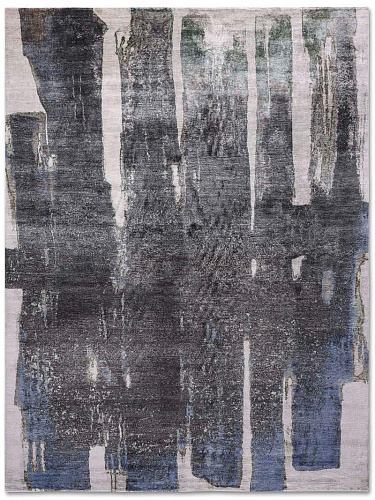 Black on Beige Hand-Woven Exquisite Rug