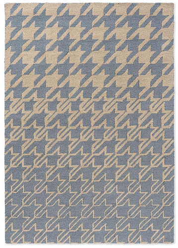 Houndstooth Blue Outdoor Rug
