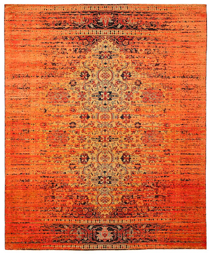 Oriental Faded Hand-woven Wool / Silk Luxury Rug