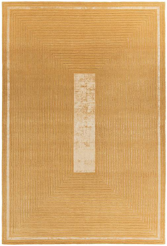 Handwoven Yellow Border Wool / Viscose Rug