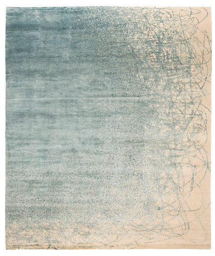 Hand-woven Art White Blue Luxury Rug