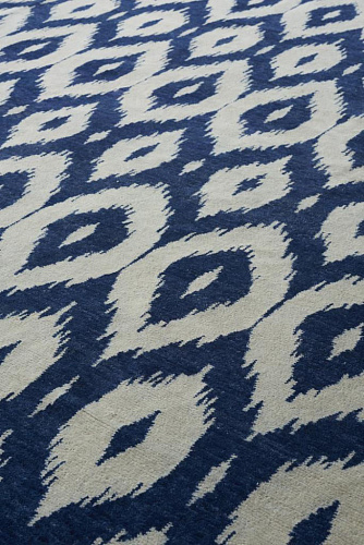 Ikat Wool Blue Luxury Rug
