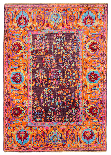 Hand-Knotted Wool / Silk Designer Rug