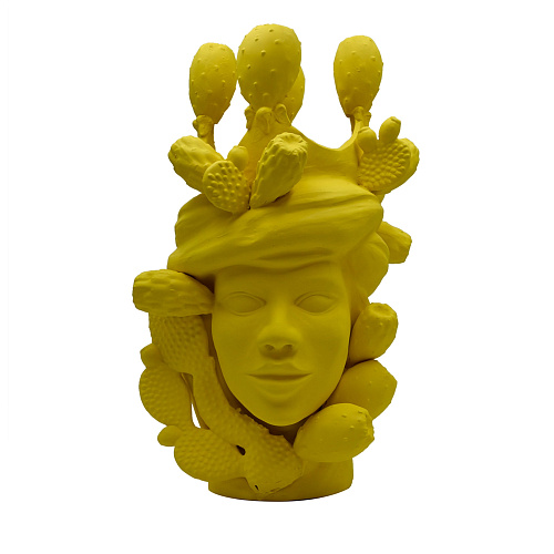 Yellow Moor's Head Sculpture Italian Artisan Craft