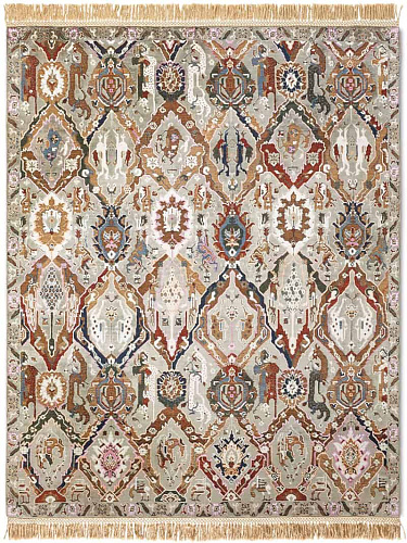 KavaBagh Grey / Green Wool & Silk Rug