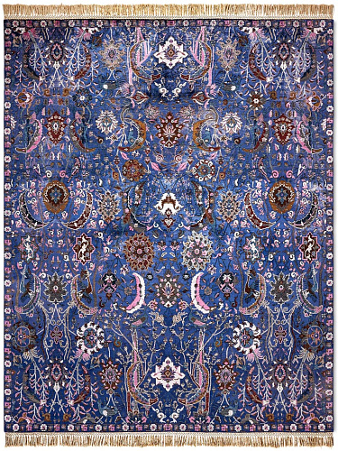Kerman Blue Wool & Silk Rug