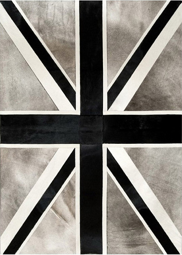 Union Jack Black / Grey Luxury Cowhide Rug
