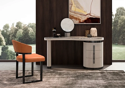 Elegant Table Mirror on Marble Stand
