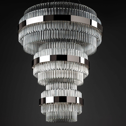 Polished Nickel Round Triedro Chandelier