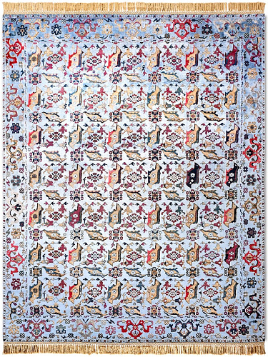 Bird Ushak Hand-Knotted Silk / Wool Rug