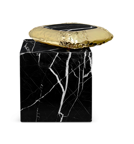 Megalith Nero Marquina Designer Side Table