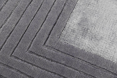 Handwoven Grey Border Wool / Viscose Rug