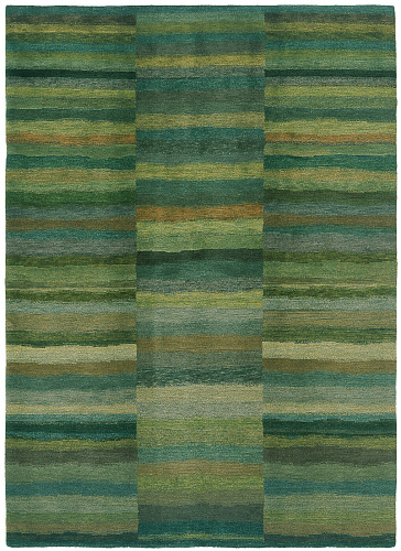Hand-woven Green Line Luxury Rug