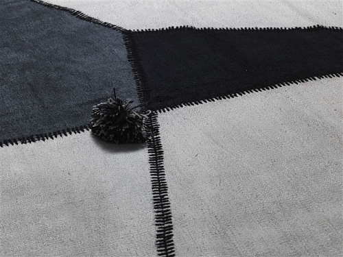 Patchwork White / Grey Flatwoven Rug