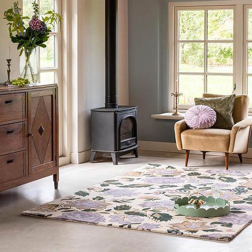 Botanical Floral Heather Purple Rug