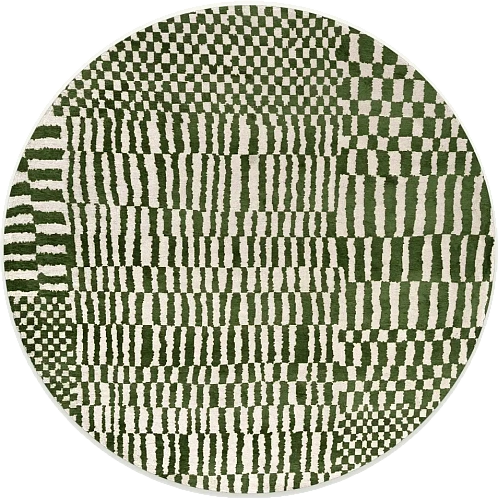Green Toned Berber-Inspired Round Rug