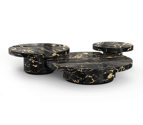 Portoro Marble 3-Piece Coffee Table Set