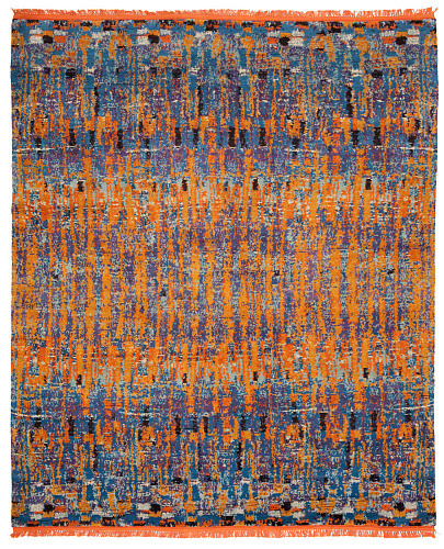Hand-Woven Blue / Orange Luxurious Rug