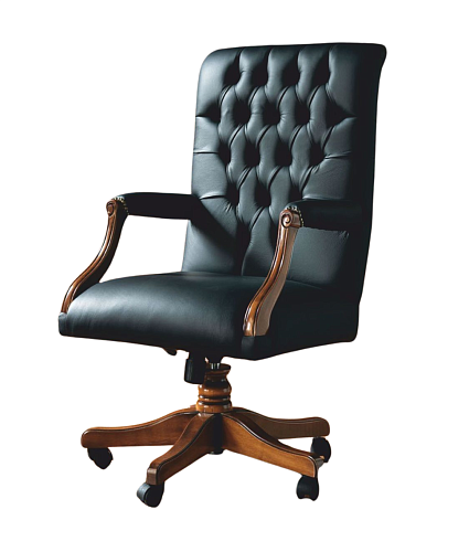 Classic Dark Tufted Handcrafted Swivel Armchair