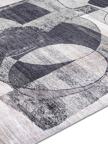 Black & White Hand-Knotted Silk / Wool Rug