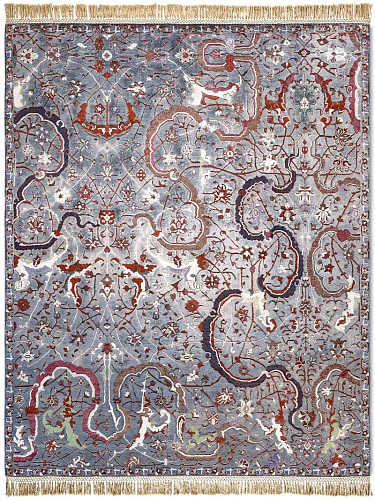 Tabriz Charcoal Hand-Knotted Wool / Silk Rug